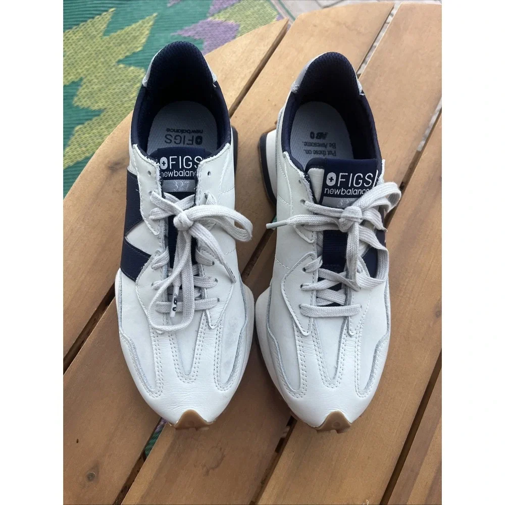 New Balance FIGS 327 Leather Nurse Sneaker Shoes Mens 6.5 Womens 8 Blue Street